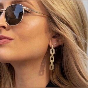NEW 12K Eddie Borgo Gold Plated Supra Link Drop Earrings